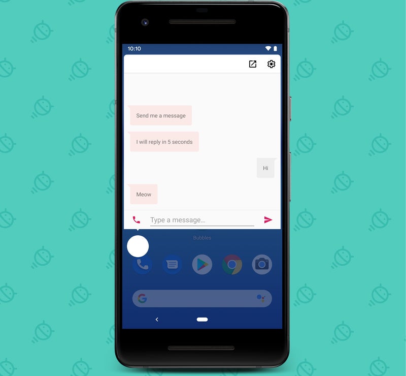 Teléfono de demostración Android Q Bubbles