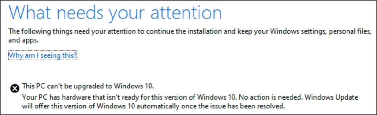cant upgrade to windows 10 large