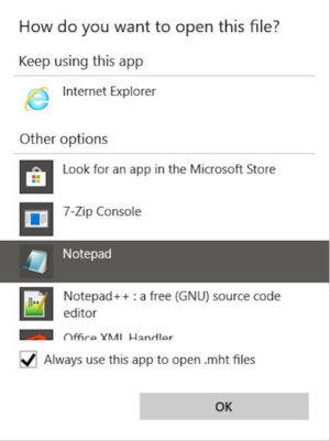 WIndows, change filename association
