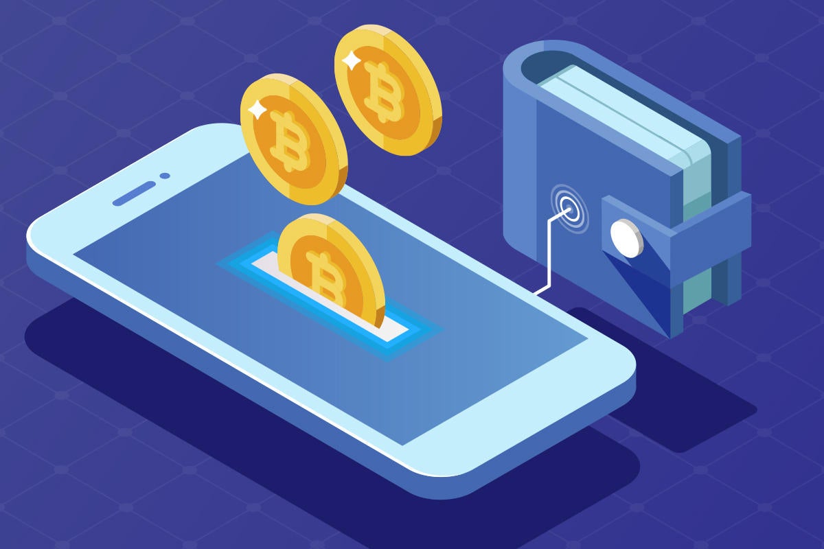 crypto currency smartphone digital wallet bitcoin blockchain