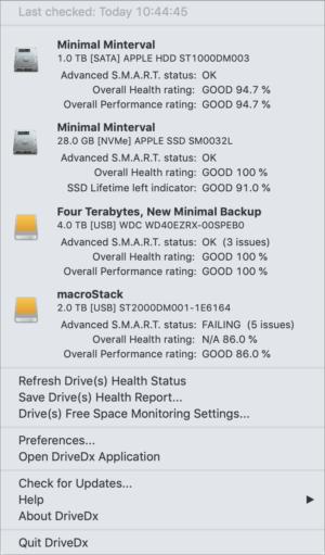 drivedx dropdown menubar