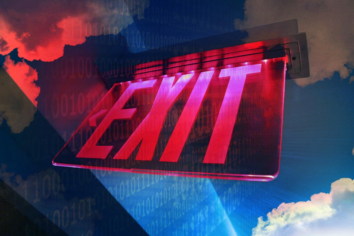 exit sign expatriation cloud binary leaving the cloud