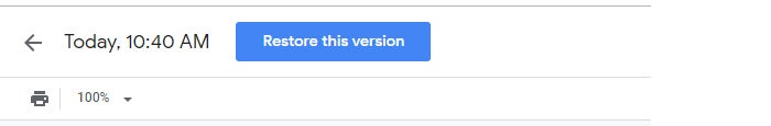 google drives collaboration restore version button