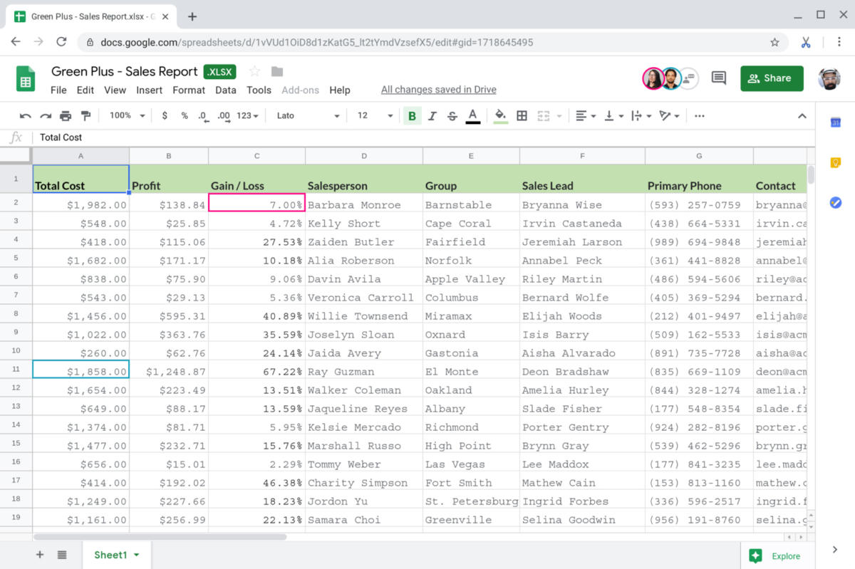 gsuite editing xlsx file in sheets