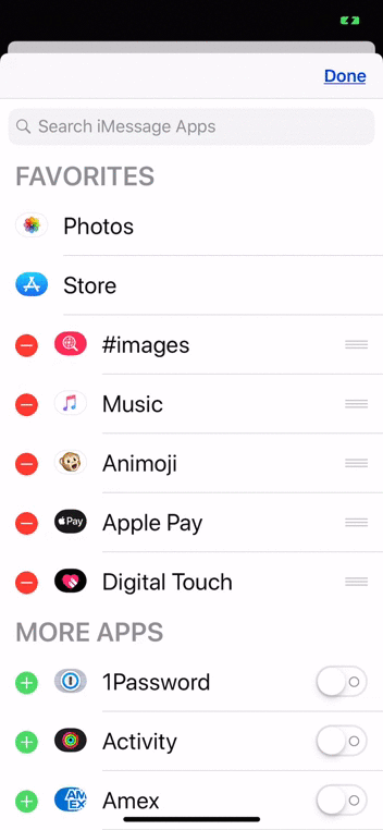 How to manage apps in the app drawer for Messages in iOS