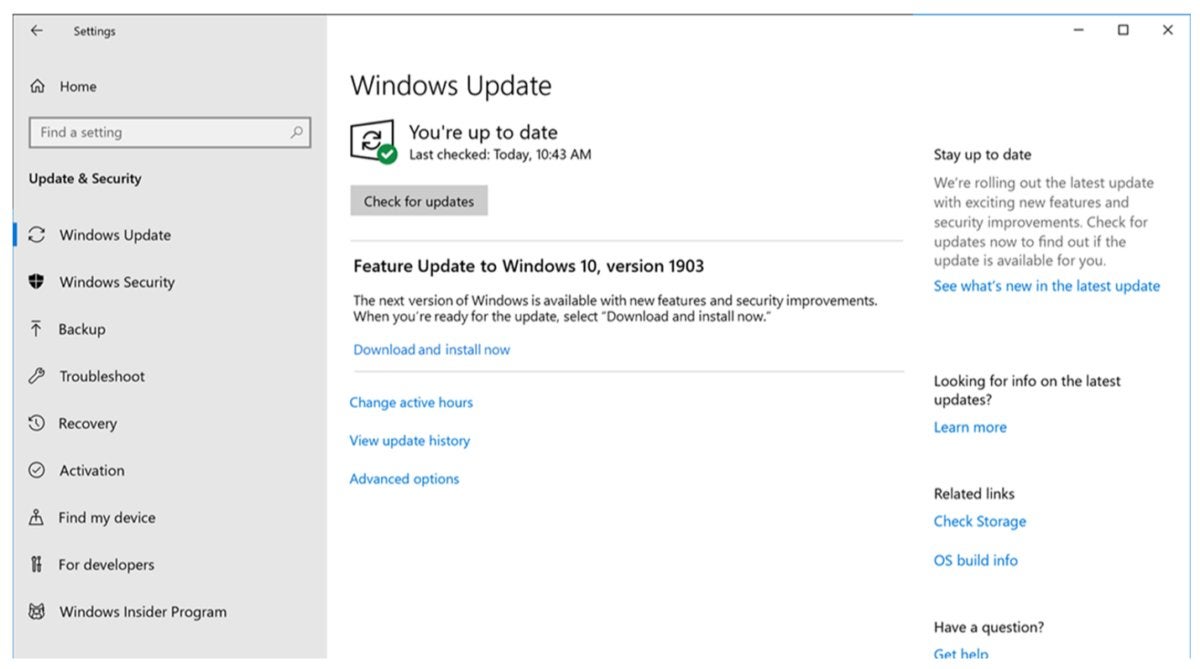 Microsoft Windows 10 May 2019 Update Windows Update