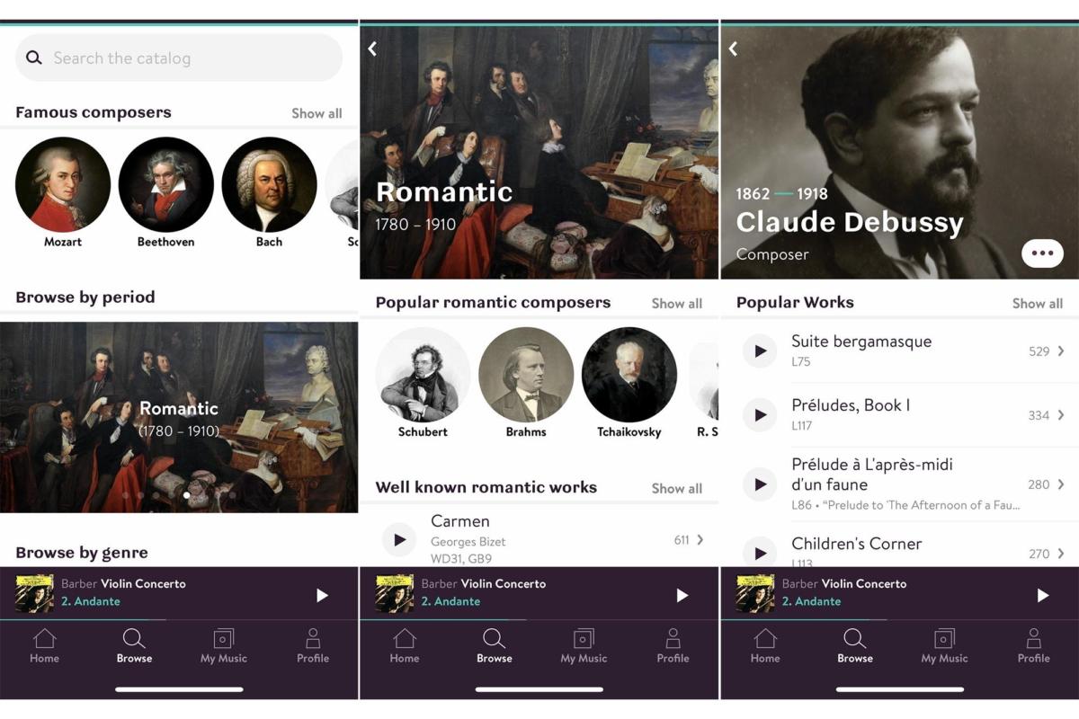 Primephonic is designed to let classical music lovers browse by period.