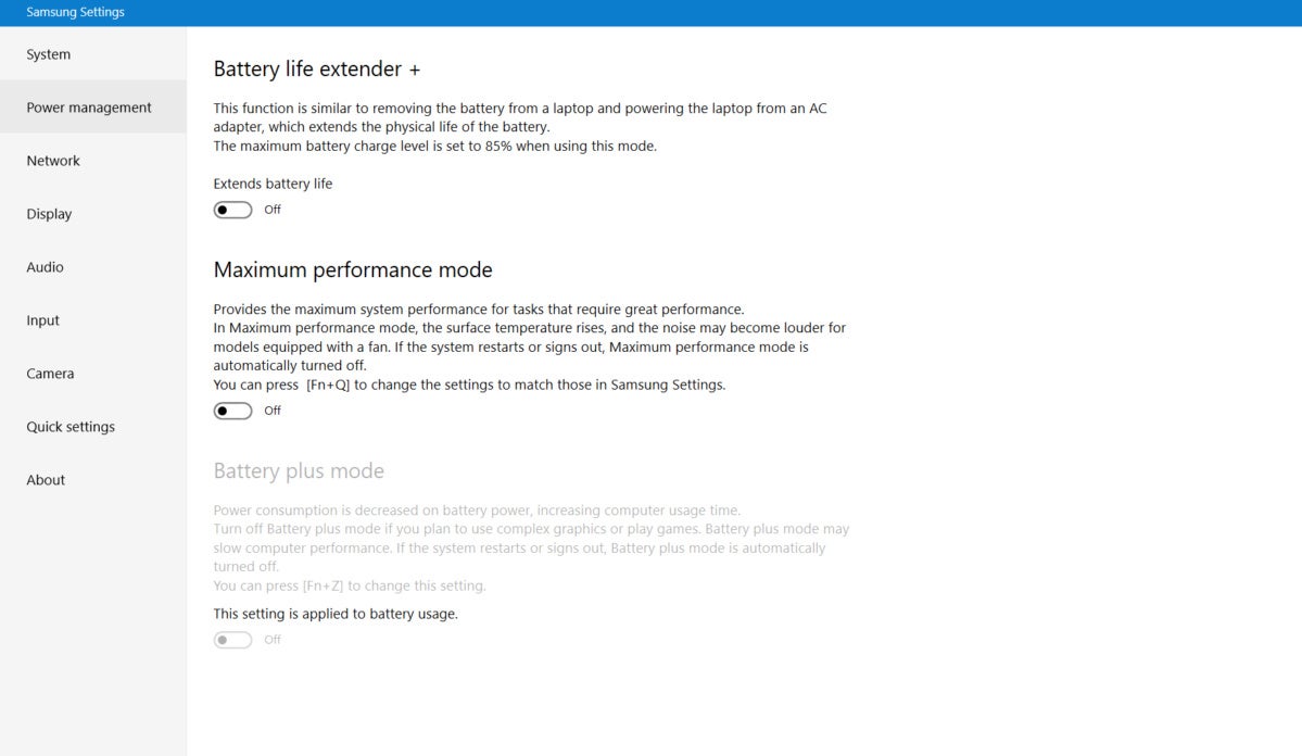 Samsung Notebook 9 Pro (2019)  samsung settings