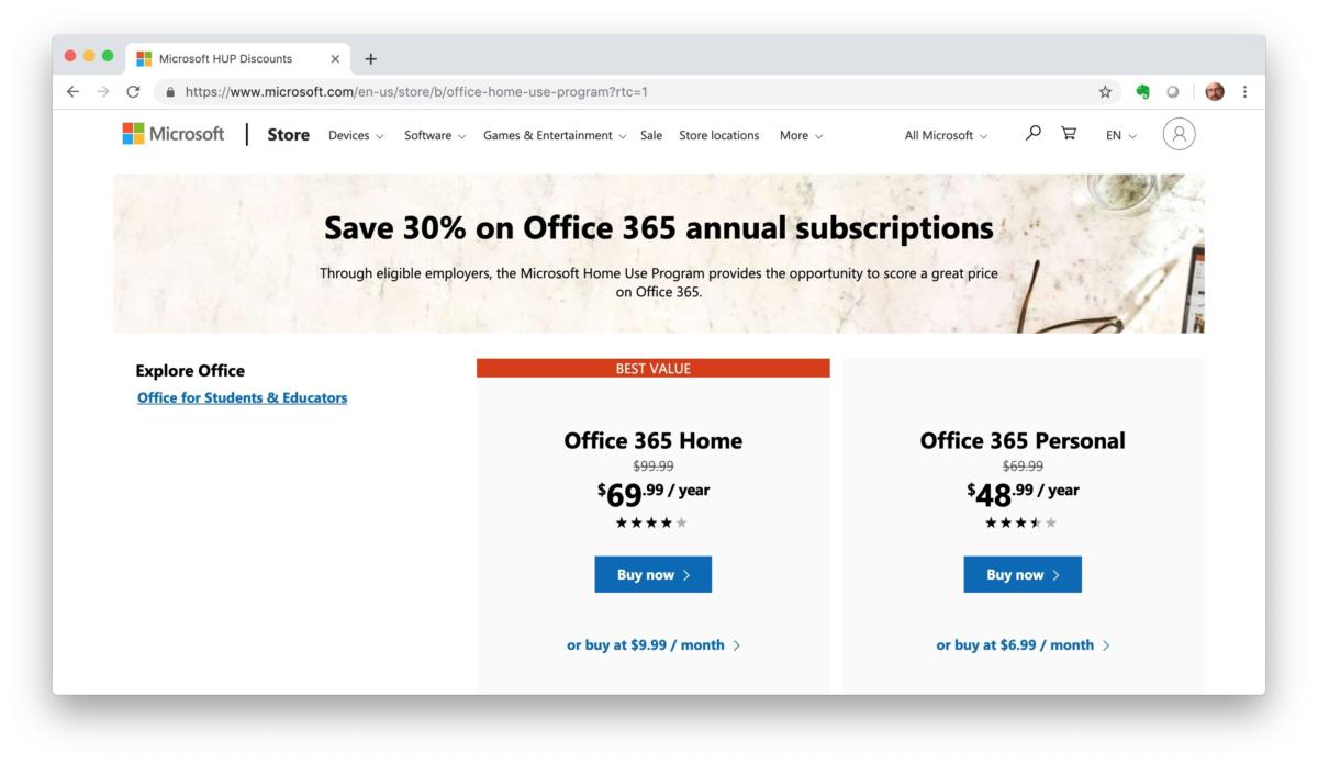 Microsoft discounts consumer Office 365 by 30% under 'Home Use Program' |  Computerworld