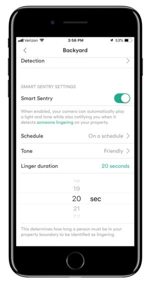 vivint outdoor camera pro linger duration selection