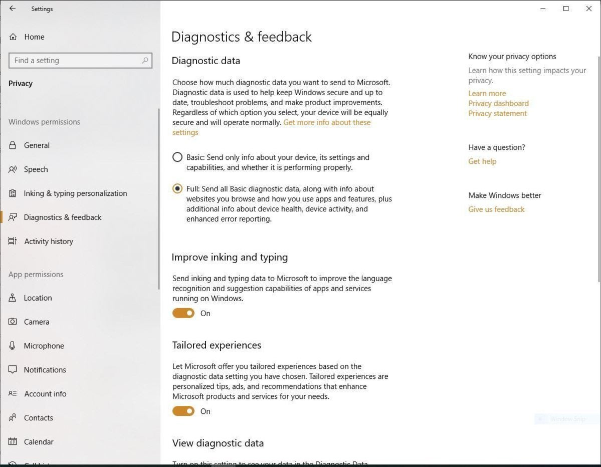 win10 privacy diagnostic data