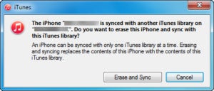 3 itunes sync warning message