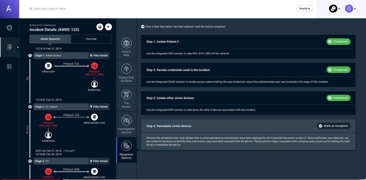 Awake detects malicious event