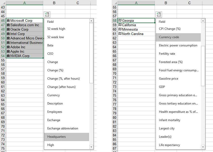 excel dataviz linked data types