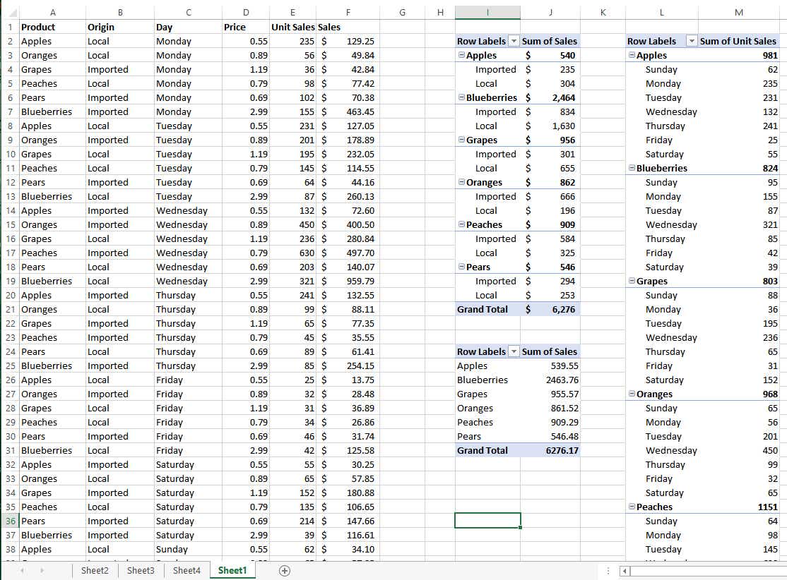 excel dataviz pivottable