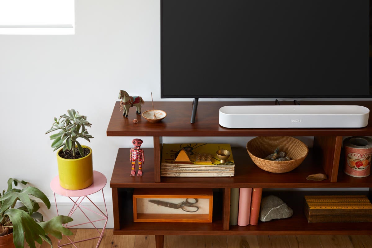 Sonos Beam on wooden tabletop