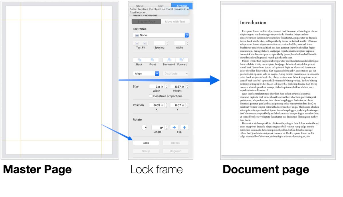 mac911 master page simulate text frame