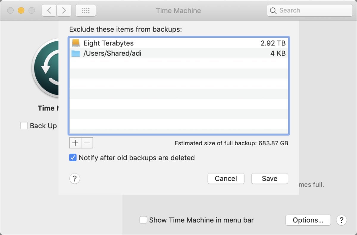 mac911 time machine exclusions macos