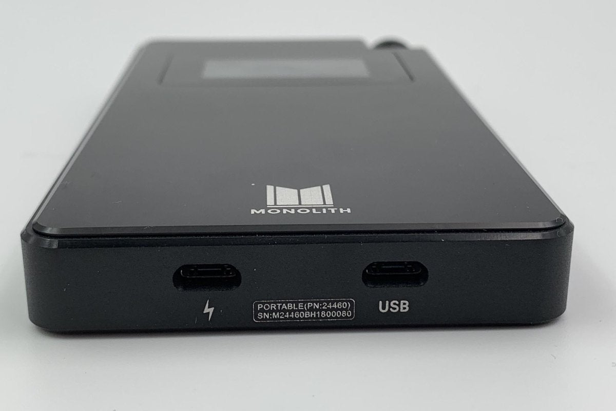 Dual USB ports on the bottom allow you to charge the unit and use it as a USB DAC simultaneously.