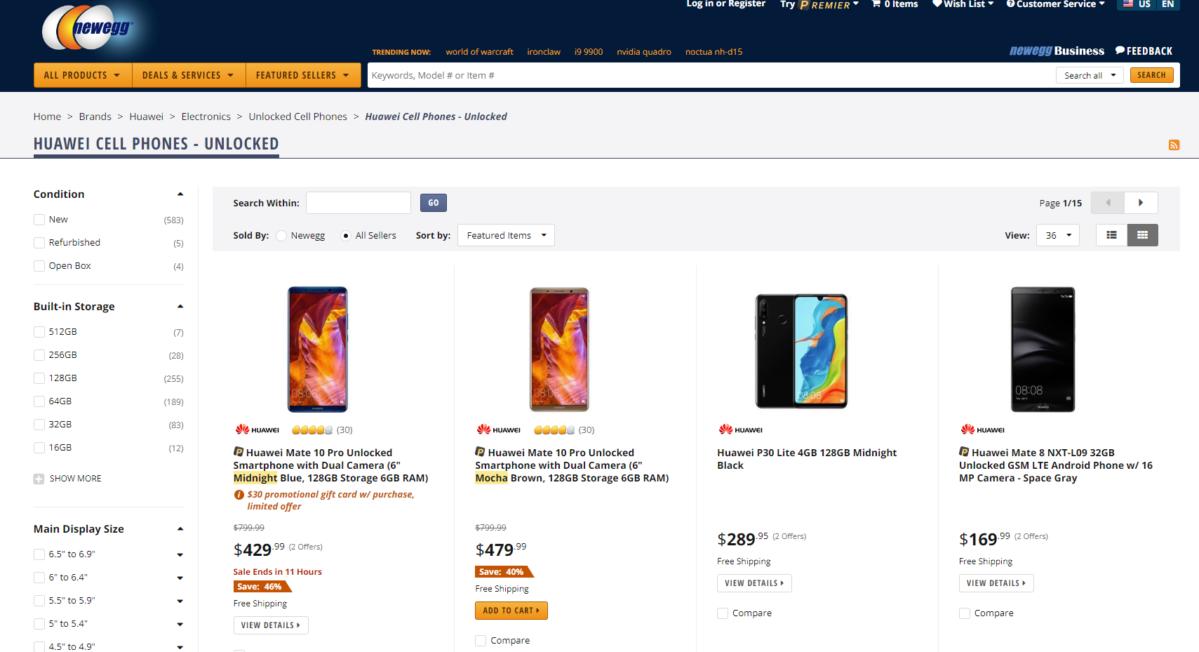 newegg huwei phones