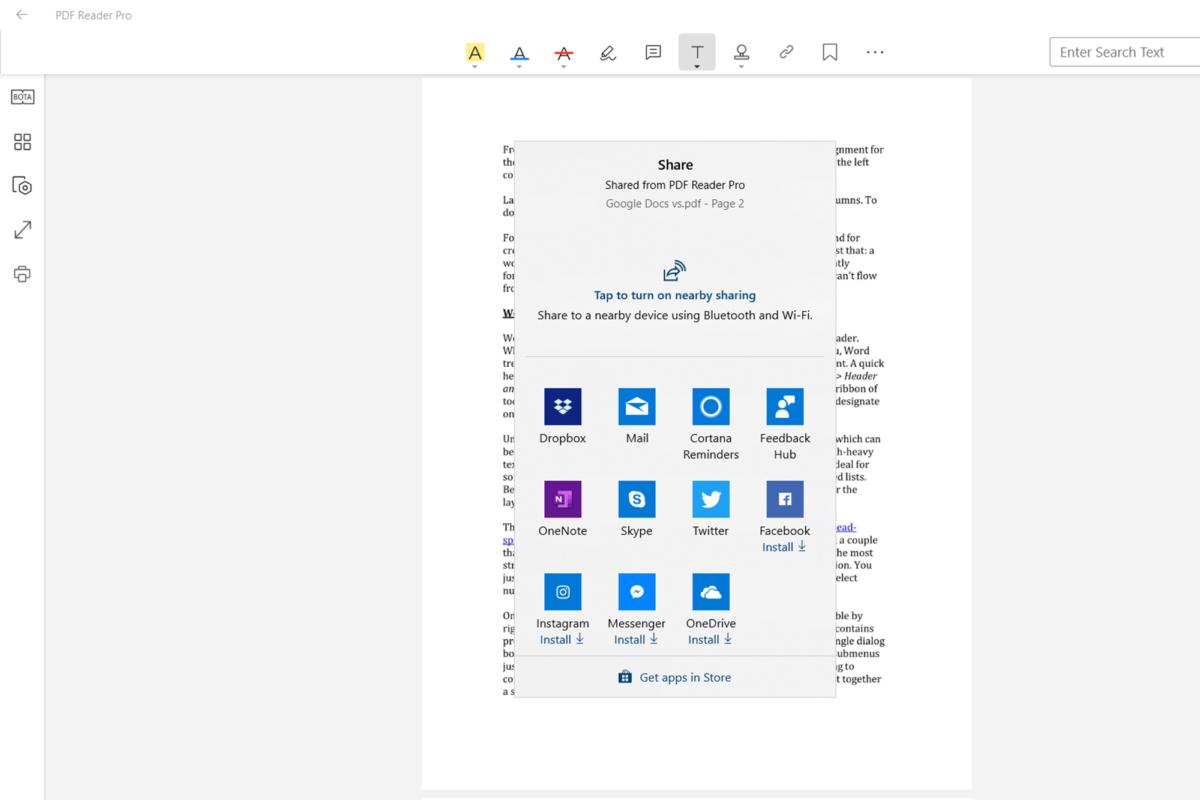 pdf reader pro share