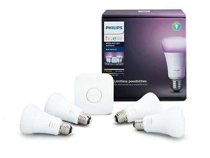 Philips Hue White and Color Ambiance A19 Bulb Starter Kit (Hub and 4 bulbs)