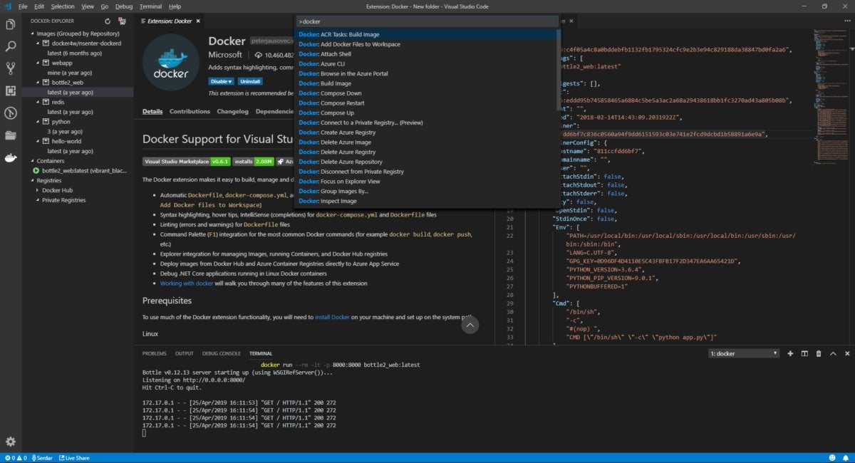 visual studio code docker