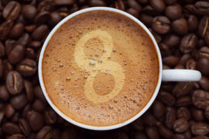 java coffee cup with number 8 froth eight by undefined undefined getty