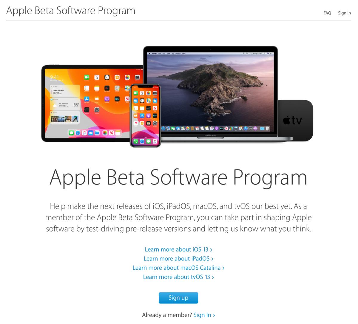 Apple beta site