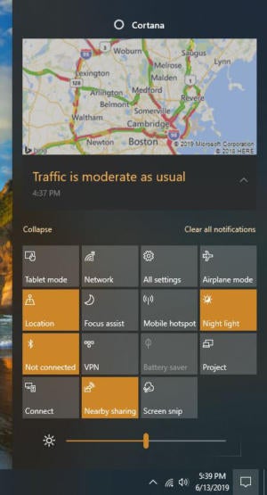 win10 action center v1903 med