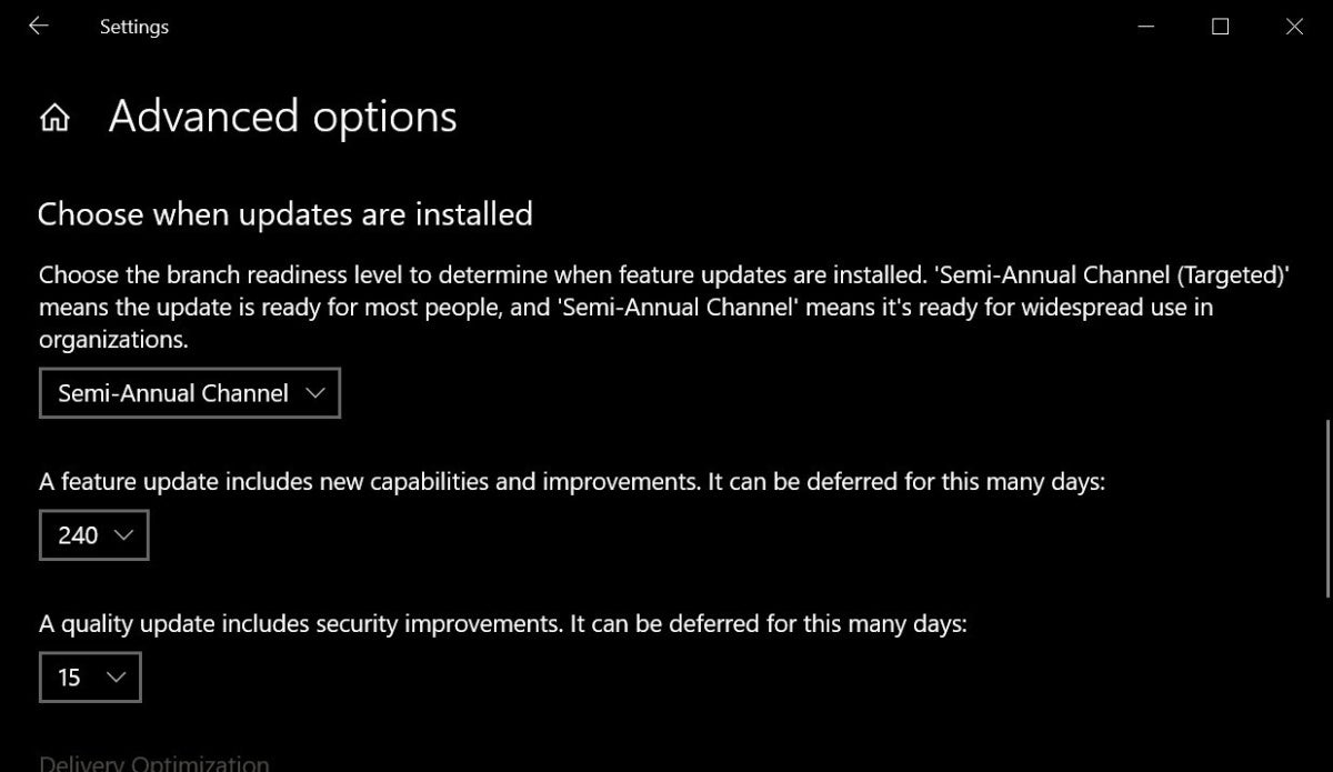 1809 feature update 240 days
