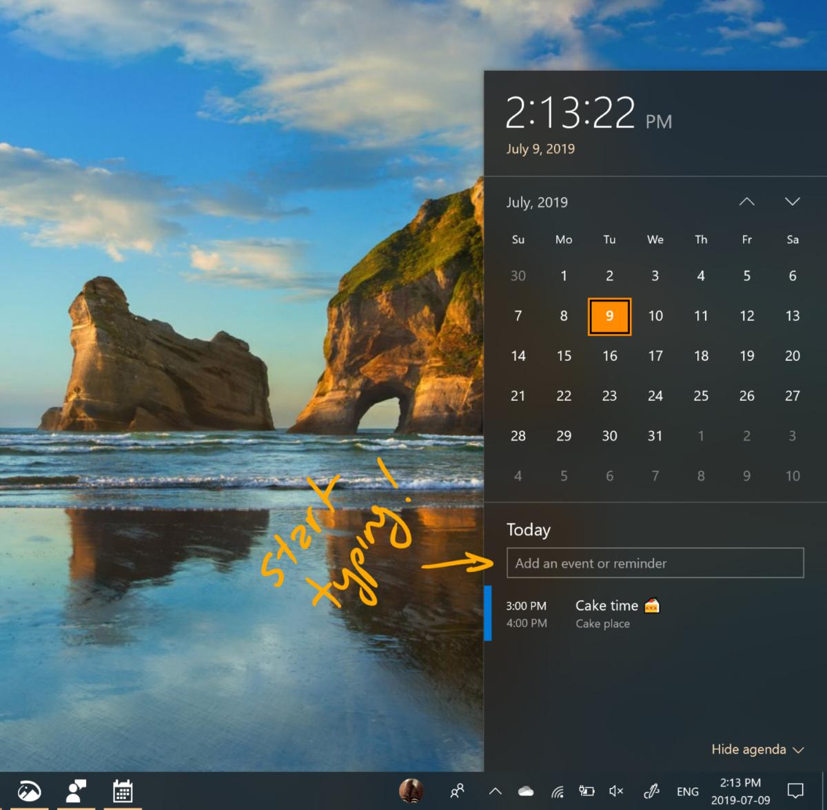 calendar reminders windows 10