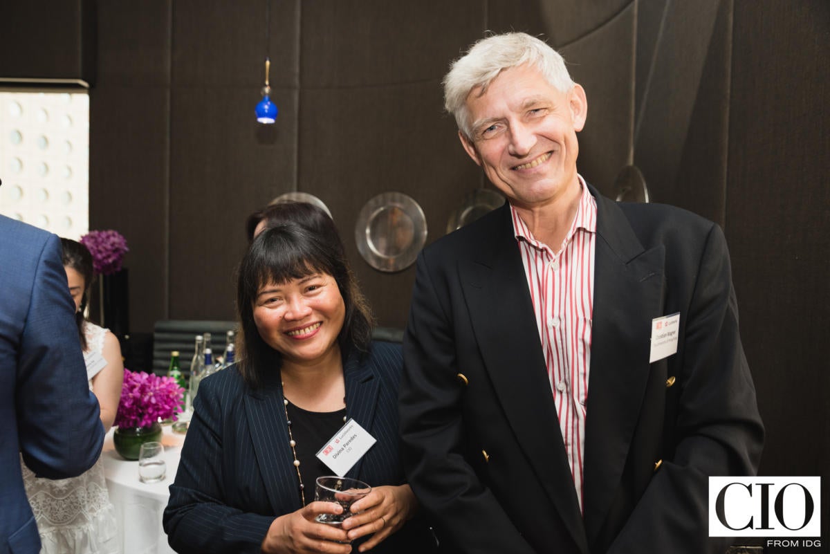 CIO New Zealand editor Divina Paredes and Prof Christian Wagner of the City University of Hong Kong.