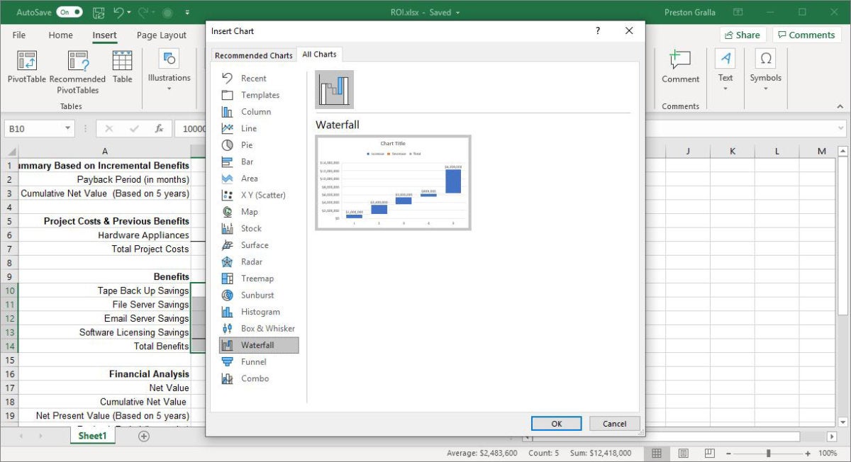 excel office365 insert chart