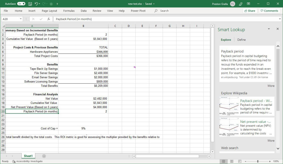 Excel Office365 búsqueda inteligente