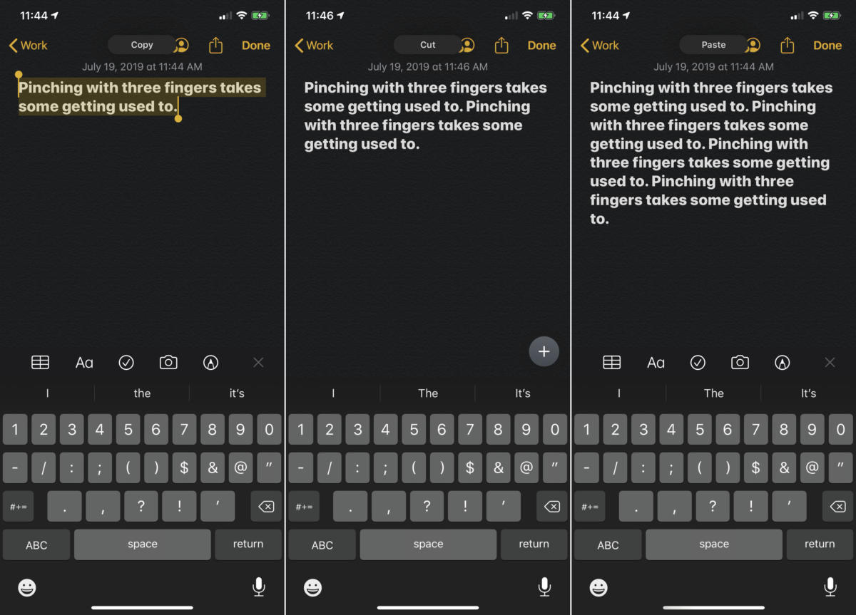 ios13 gestures copypaste