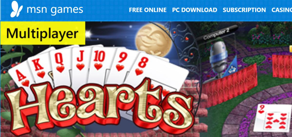 microsoft hearts card game online