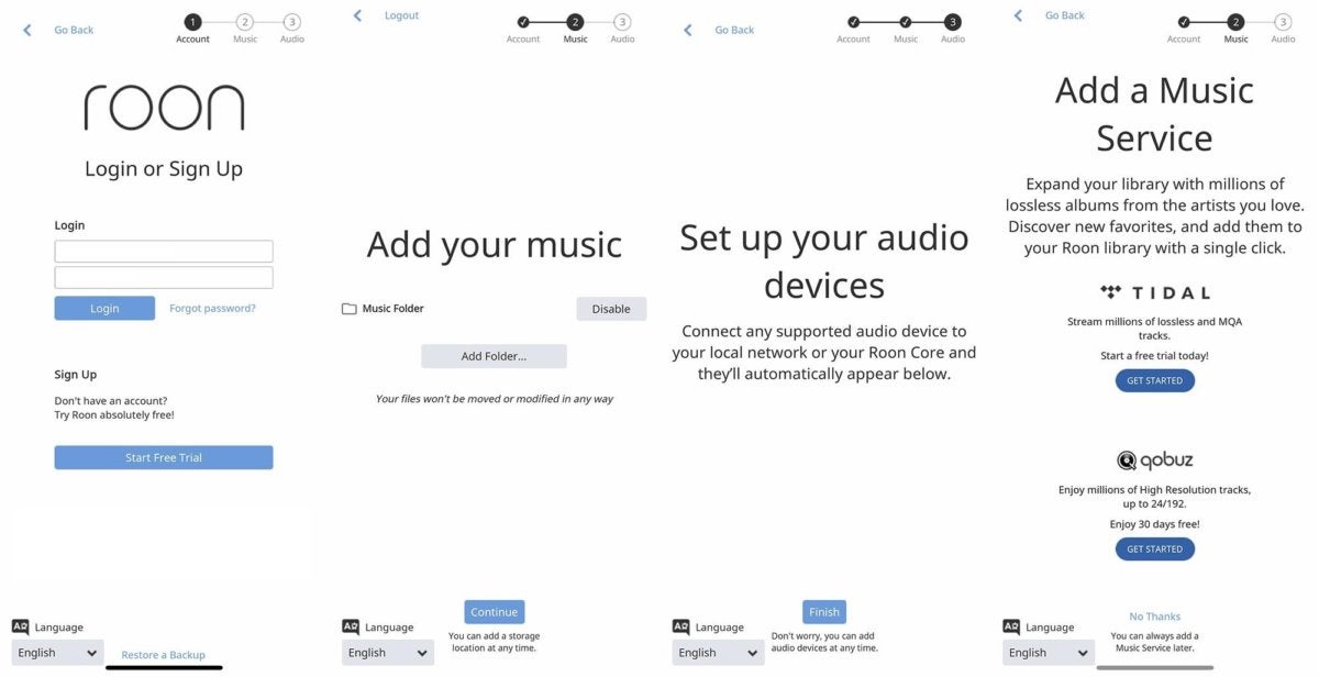 Roon’s setup is simple and straightforward.