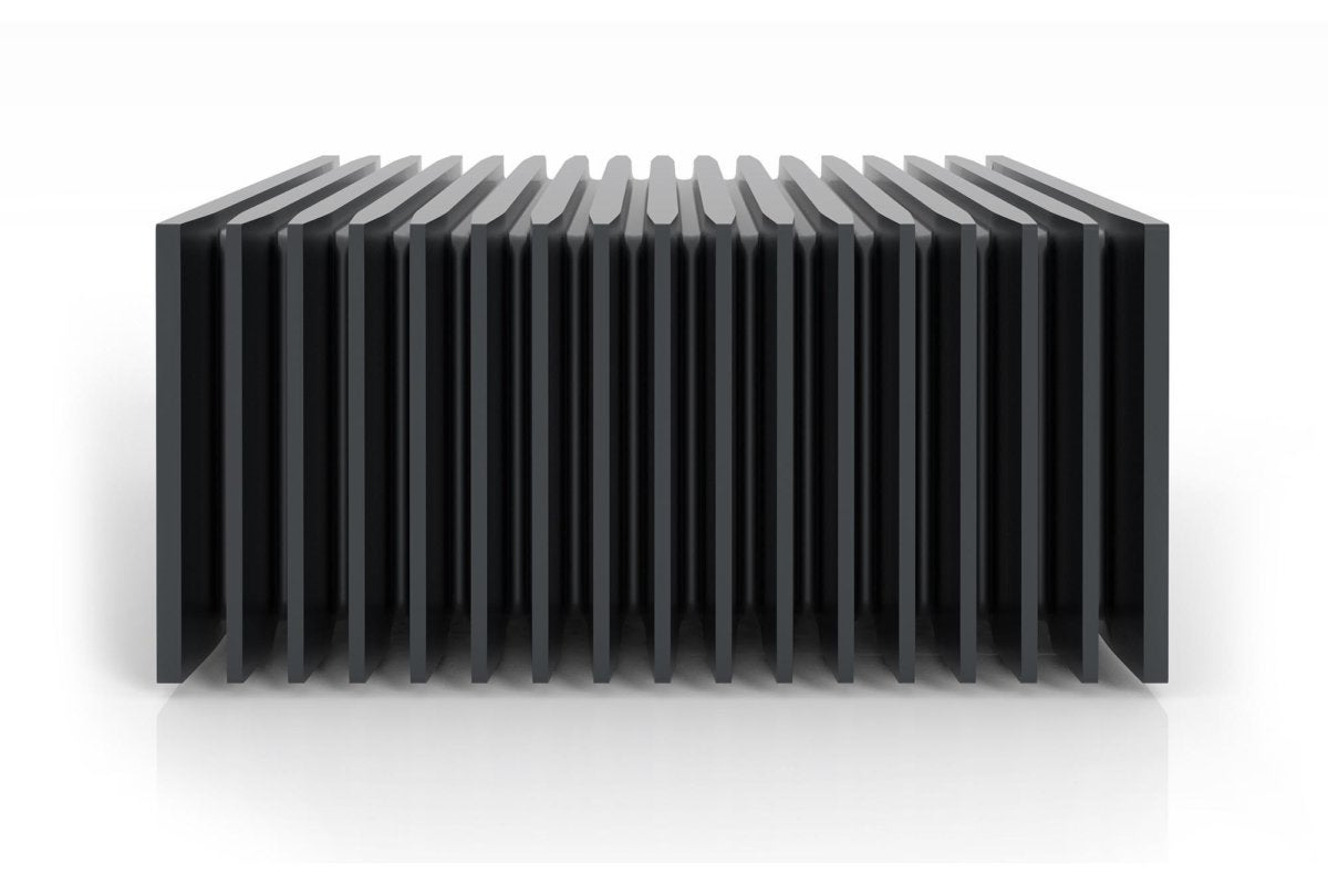Side view of the Nucleus’ heat sink fins.