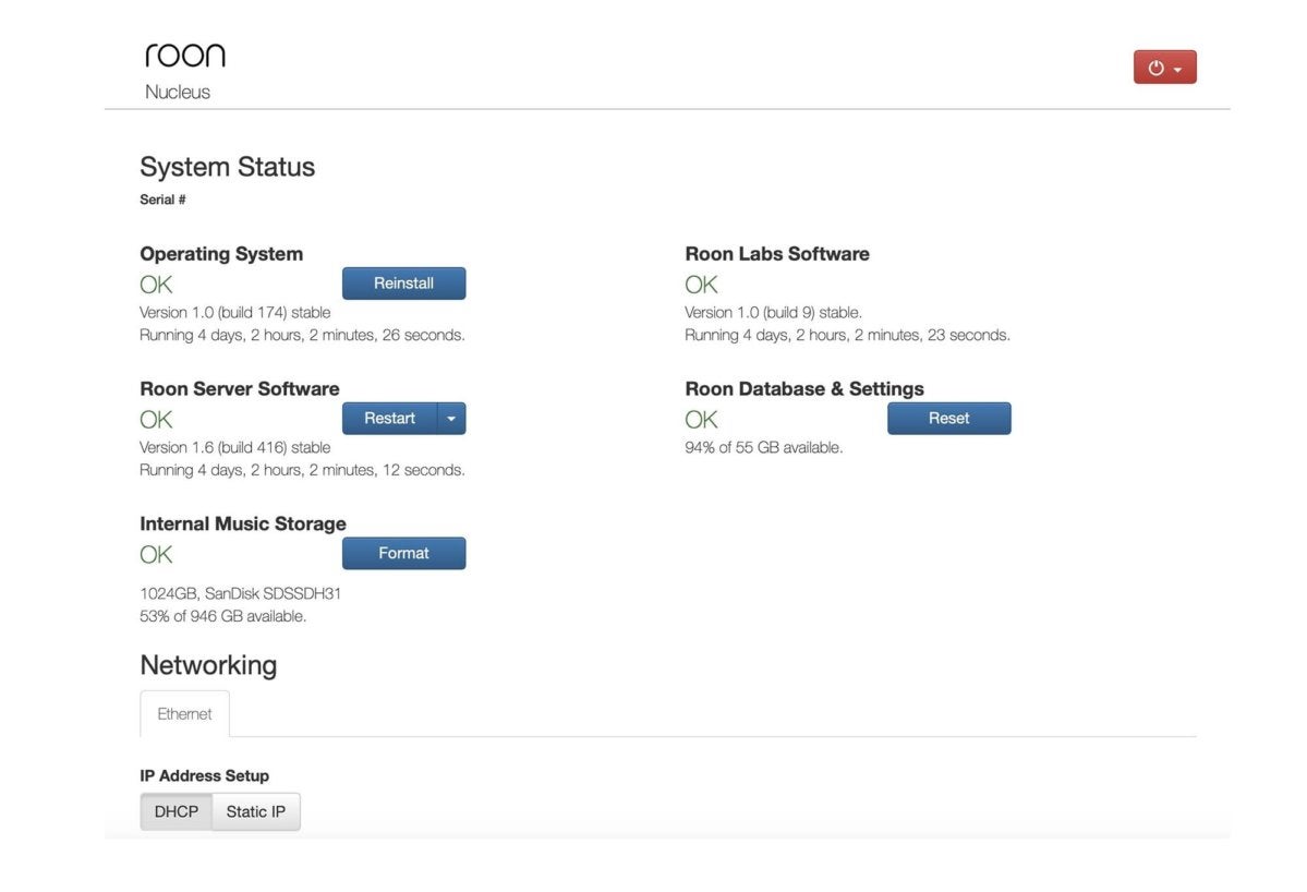 The Nucleus has a built-in web server and web-based GUI for controlling the unit’s basic functionali