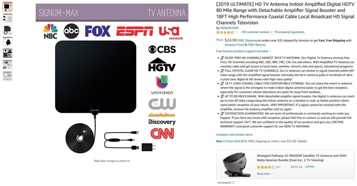 Amazon Com Tv Antenna Mesqool Amplified Outdoor Digital Hdtv Antenna 150 Mile Range Motorized 360 Degree Rotation Wireless Remote Control For 2 Tvs Support Uhf Vhf 4k 1080p Channels Reception 40ft Coax Cable