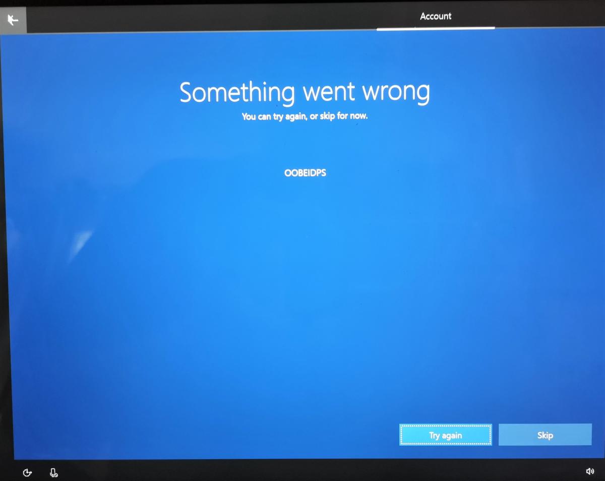 Windows 10 OOBE something went wrong