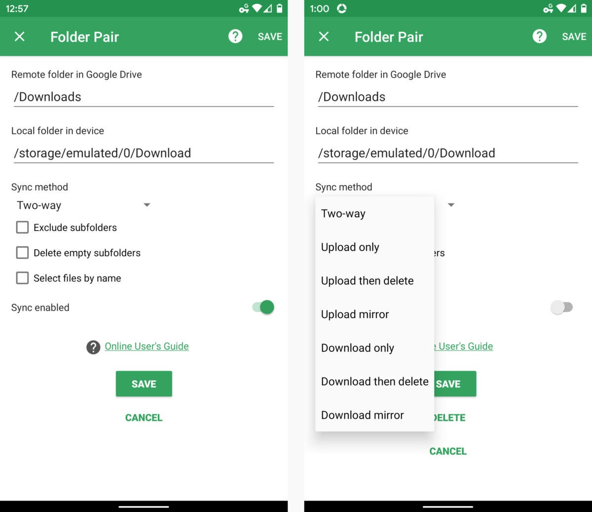 android file managers autosync