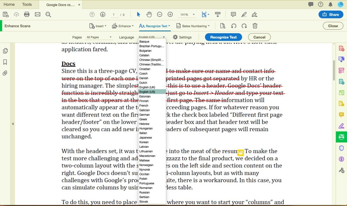 Adobe Acrobat Comparison Chart