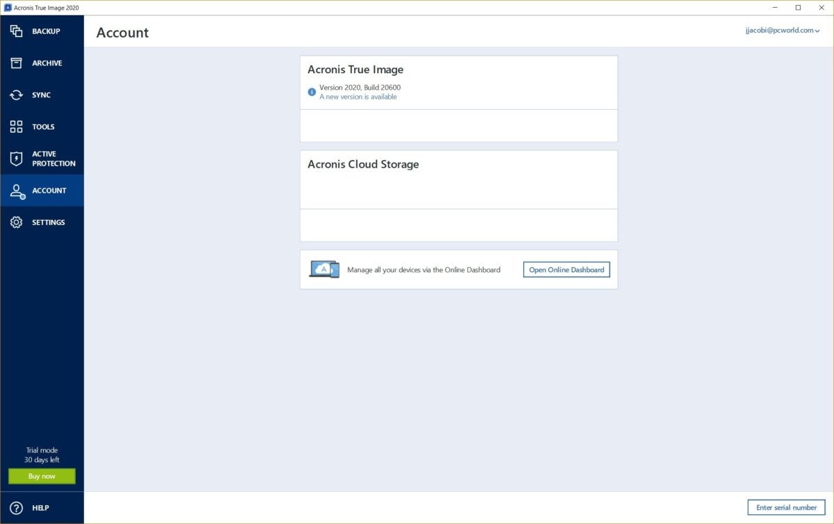 acronis true image enterprize account