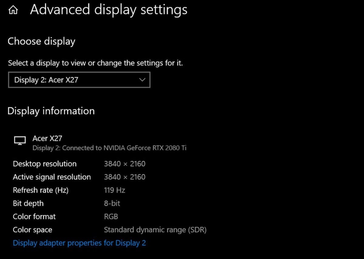 advanced display settings