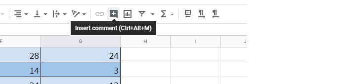 google sheets 21 comment icon