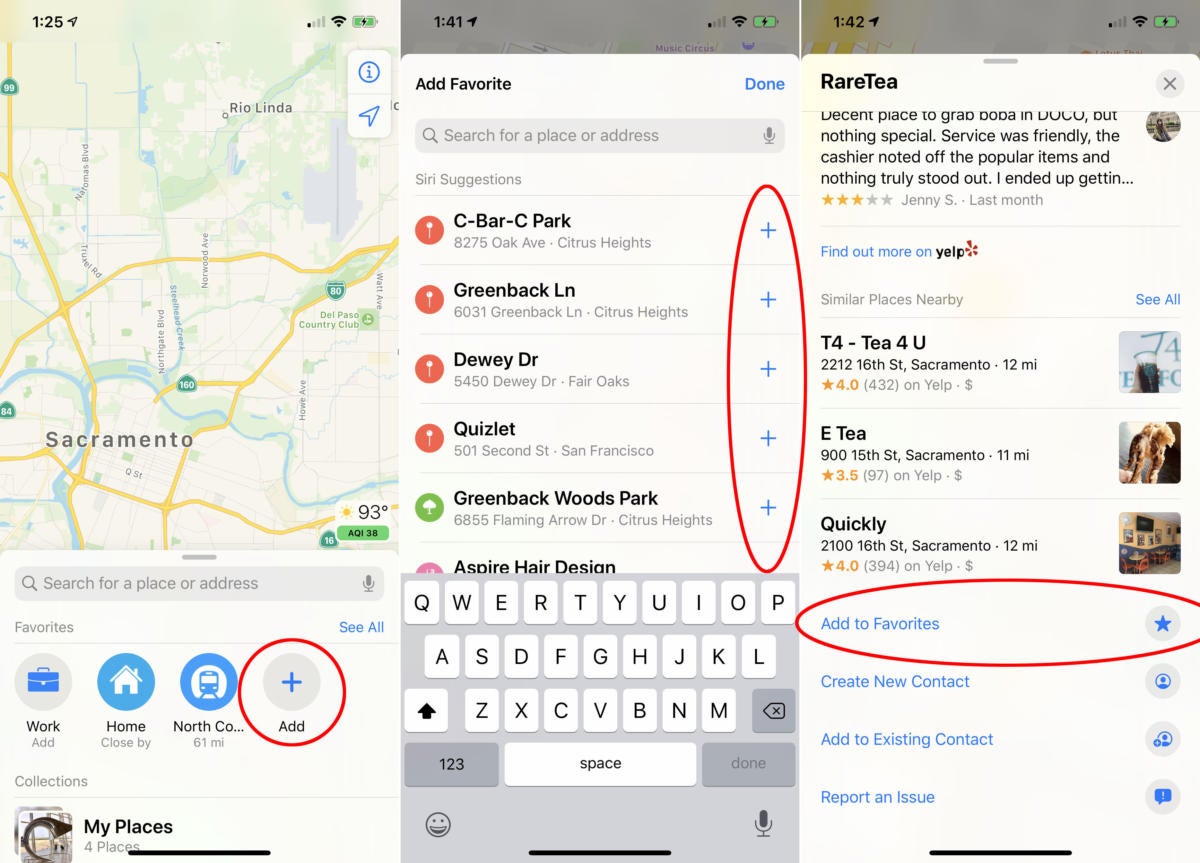 ios13 maps favorites