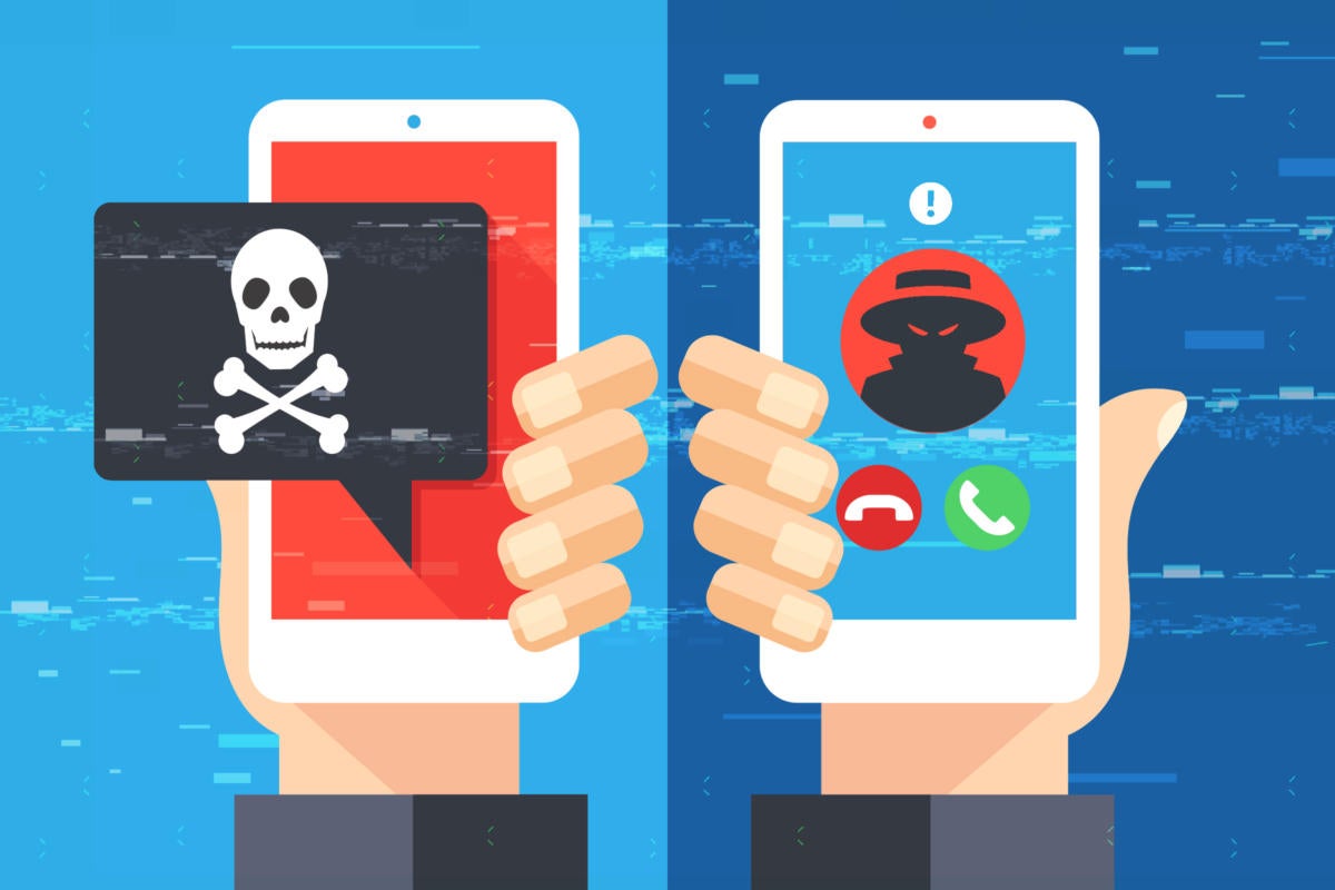Smishing, an SMS phishing attack / Vishing, a voice phishing attack by phone