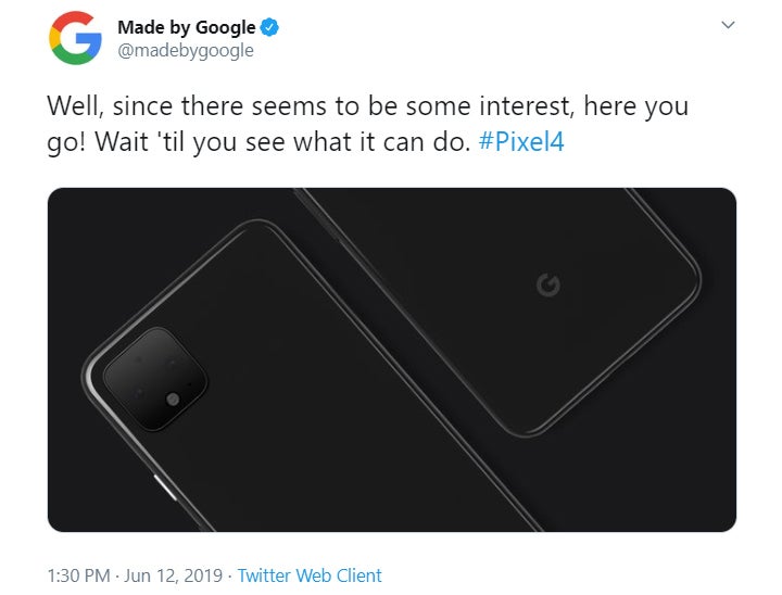 Pixel 4 Google Tweet